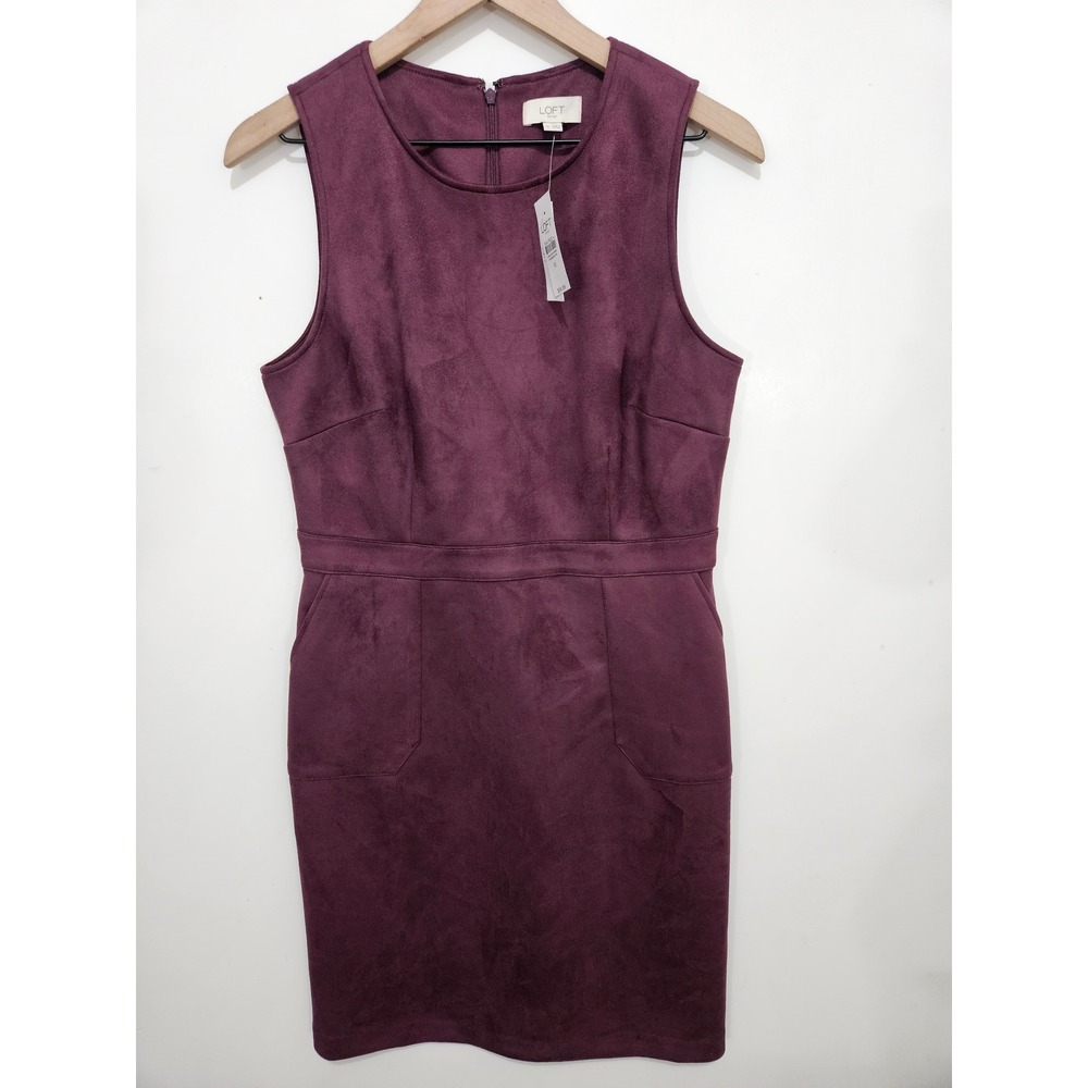 Loft Outlet Womens Plum Purple Faux Suede Sleeveless Sheath Dress Size‎ 10 NEW